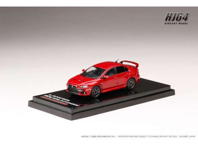1:64 Hobby Japan - Mitsubishi Lancer Evolution X Final Edition with engine display model, red metallic