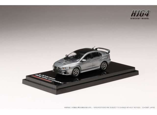 1:64 Hobby Japan - Mitsubishi Lancer Evolution X Final Edition with engine display model, titanium grey metallic with black roof