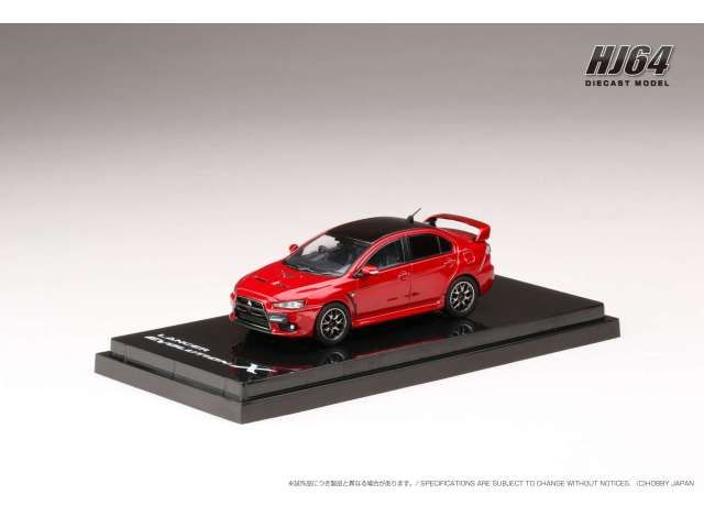 1:64 Hobby Japan - Mitsubishi Lancer Evolution X Final Edition with engine display model, red metallic with black roof