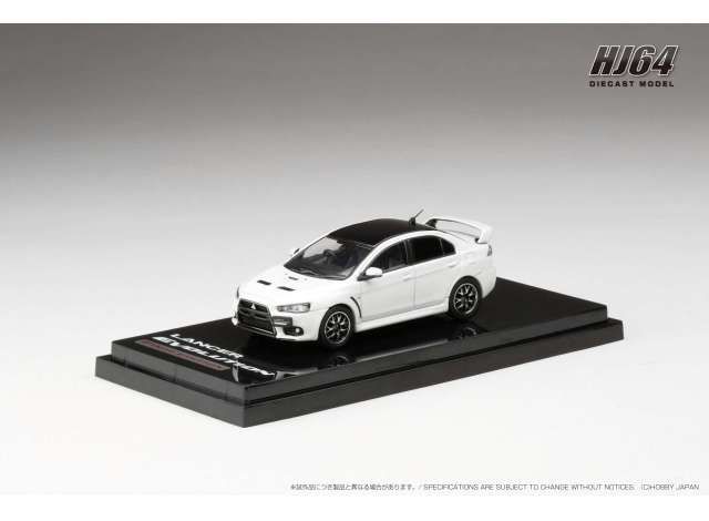 1:64 Hobby Japan - Mitsubishi Lancer Evolution X Final Edition with engine display model, white pearl with black roof