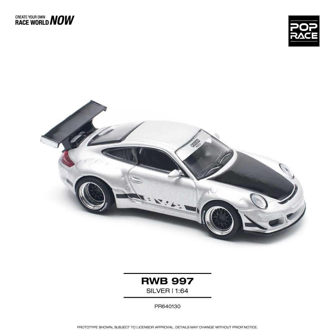 1:64 Pop Race Limited - Porsche RWB 997, silver