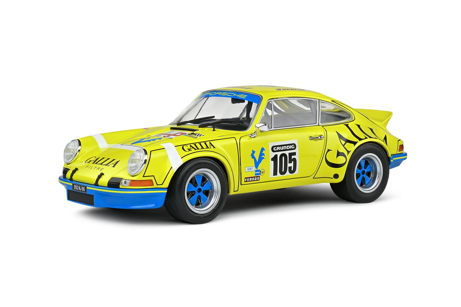 1:18 Solido - Porsche 911 Carrera RS Coupe 2.7 Rally Tour De France 1973 Jean Louise Lafosse - Jean Pierre Angoulet