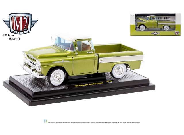 1:24 M2 Machines - 1958 Chevrolet Apache Cameo, green/white