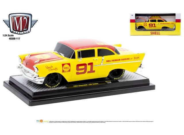 1:24 M2 Machines - 1957 Chevrolet 150 Sedan, yellow/red