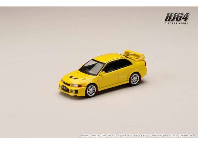 1:64 Hobby Japan - 1998 Mitsubishi Lancer GSR Evolution 5 (CP9A) with Mud flap, dandelion yellow