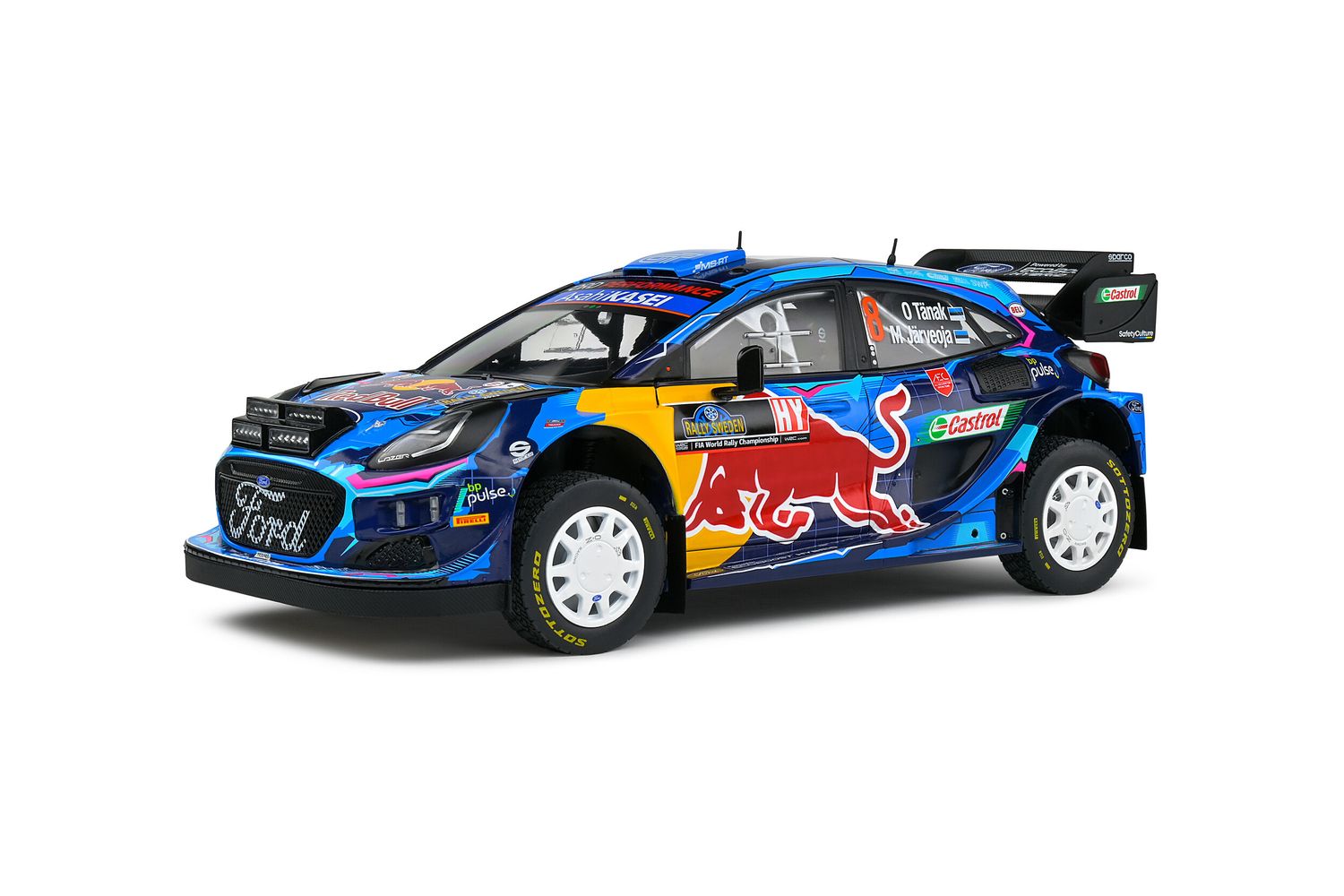 1:18 Solido - Ford Puma Rally1 Team red Bull Ford World Rally M-Sport #8 Winner Rally Sweden 2023 Ott Tanak - Martin Jarveoja