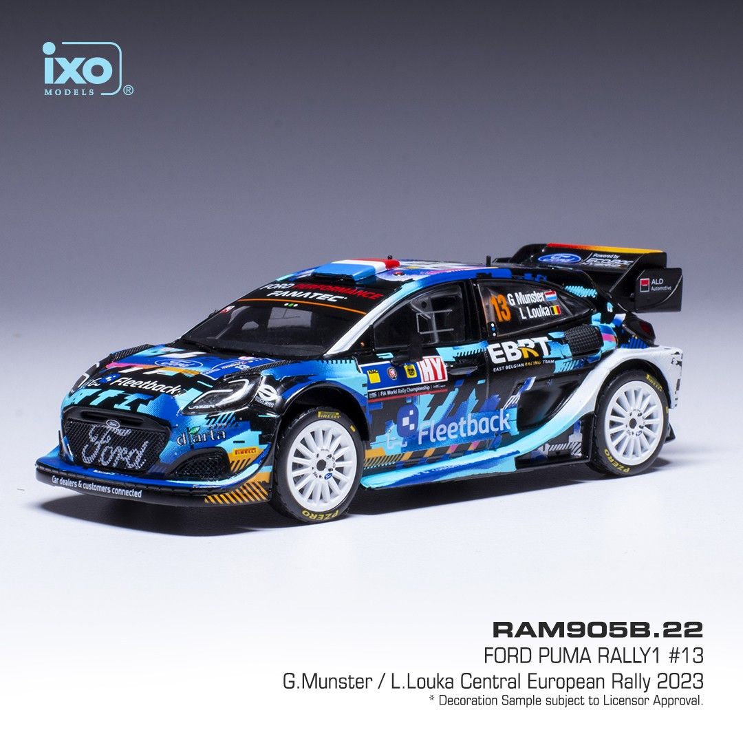 1:43 Ixo - Ford Puma Rally 1, No.13, WRC, Central European Rally, G.Munster/L.Louka, 2023