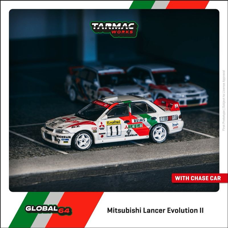 1:64 Tarmac - Mitsubishi Lancer GSR Evolution II 1995 Rally Monte-Carlo, #11 T.Makinen/S.Harjanne, various