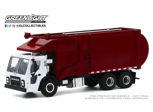 1:64 Greenlight - 2019 Mack LR Refuse Truck * S.D. Trucks Series 10*, white and red