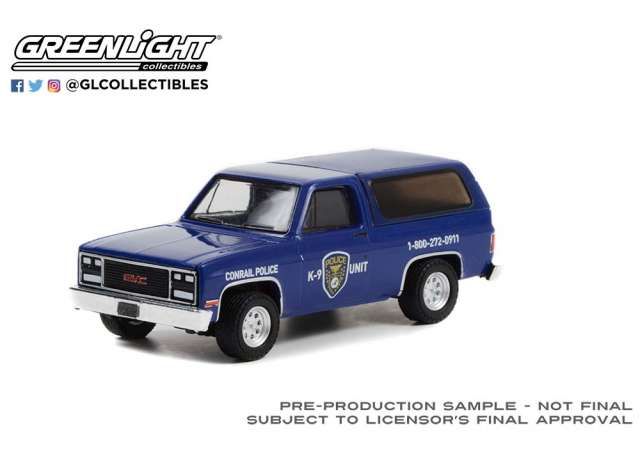 1:64 Greenlight - 1990 GMC Jimmy *Conrail Consolidated Rail Corporation Police K-9 Unit*