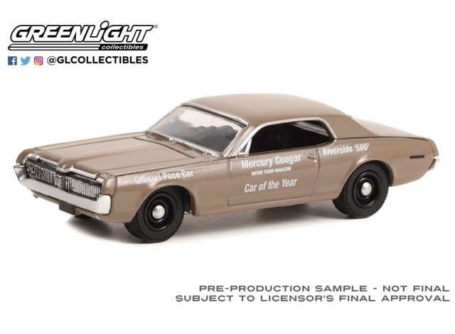 1:64 Greenlight - 1967 Mercury Cougar Riverside 500 Official Pace Car Motor Trend Magazine Car of the Year