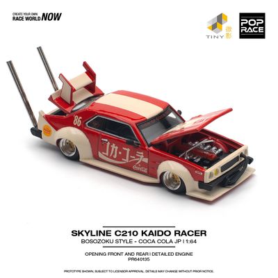 1:64 Pop Race Limited - Nissan Skyline C210 Kaido Racer *Bosozoku Style*, Coca-cola JP, red/white