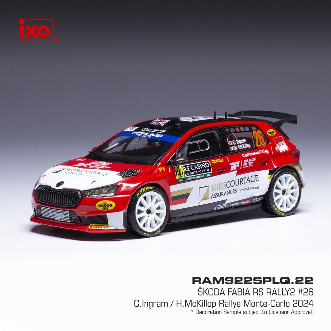 1:43 Ixo - Skoda Fabia Rally2 #26 WRC Rallye Monte Carlo C.Ingram H.MCKillop 2024