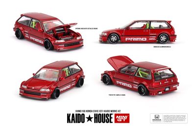 1:64 Mini GT - 1987 Honda Civic (EF) Kaido Works V2 Red