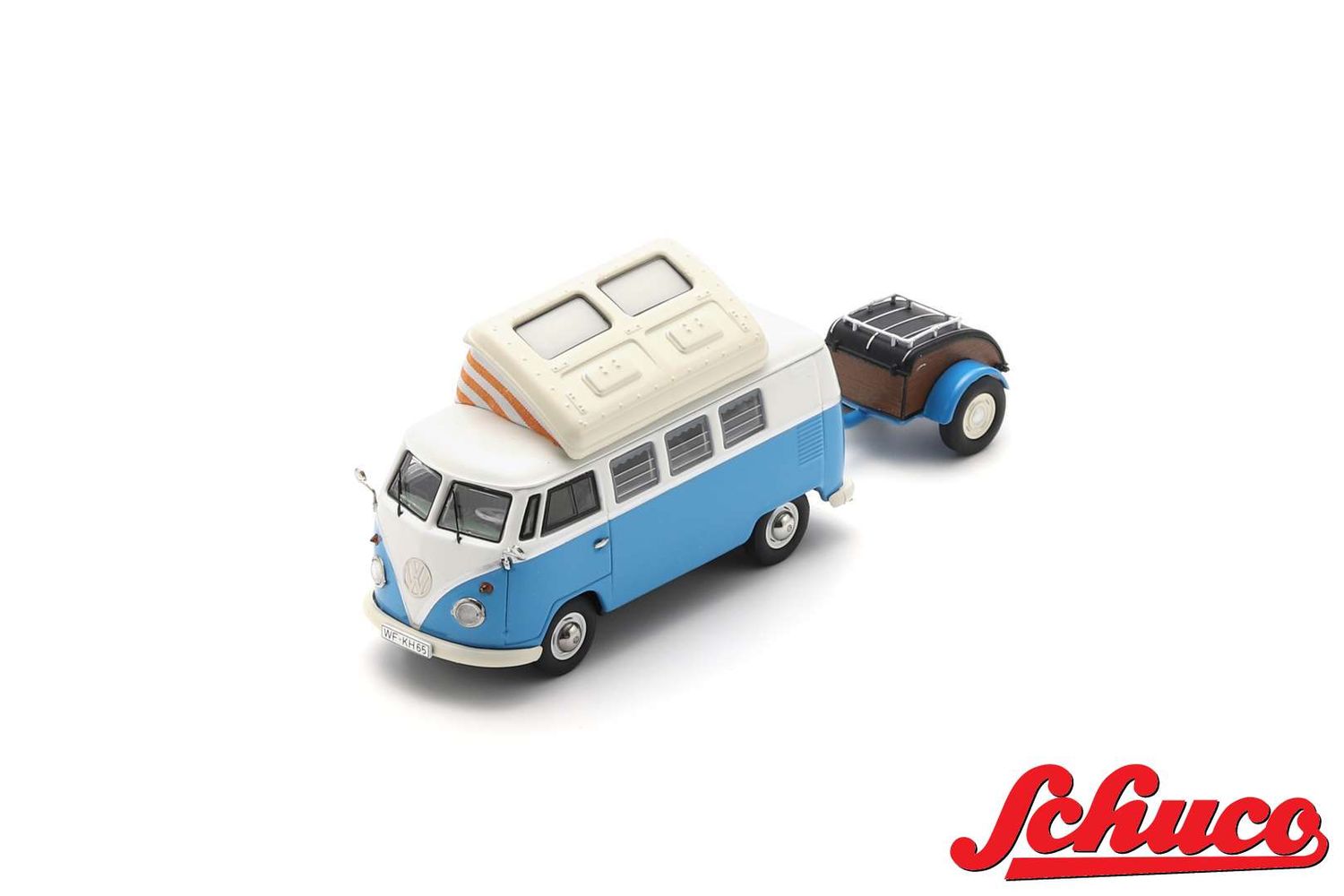 1:43 Schuco - VW T1 Campingbus w. Westfalia trailer Blau