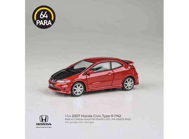 1:64 Para64 - 2007 Honda Civic Type R FN2, red with carbon hood RHD