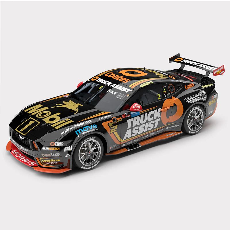 1:18 Authentic Collectables - Mobil 1 Truck Assist Racing #2 Ford Mustang GT - 2024 Panasonic Air Conditioning Sydney SuperNight - Driver: Ryan Wood (Mobil 1 50th Anniversary Gold Livery)