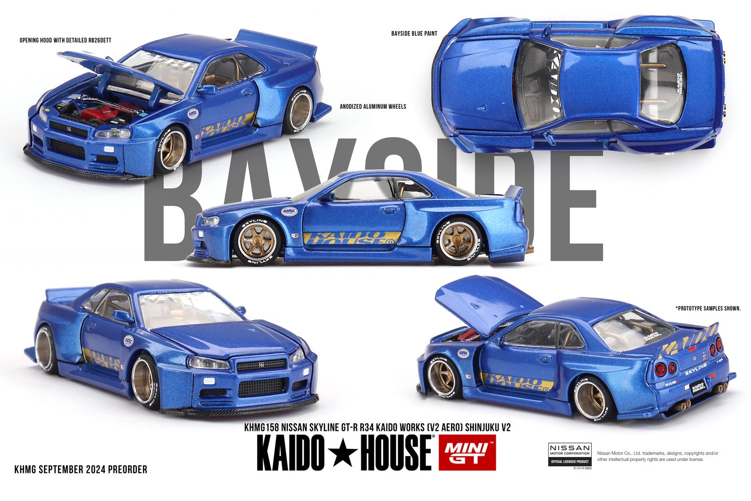 1:64 Mini GT - 1999 Nissan Skyline GT-R (R34) Kaido Works V2 Aero Shinjuku V2