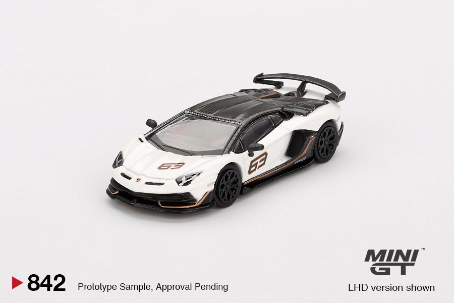 1:64 Mini GT - 2022 Lamborghini Aventador SVJ 63 Bianco Asopo, white/black