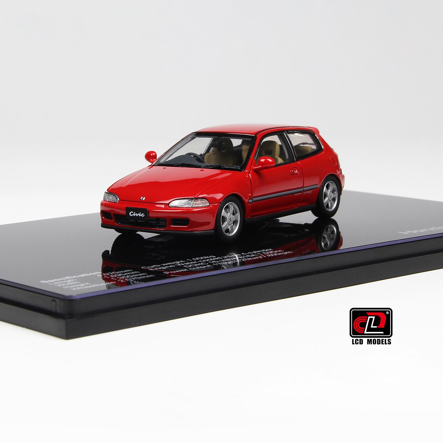 1:43 LCD Models - 1993 Honda Civic SIR II EG6 VTec Red