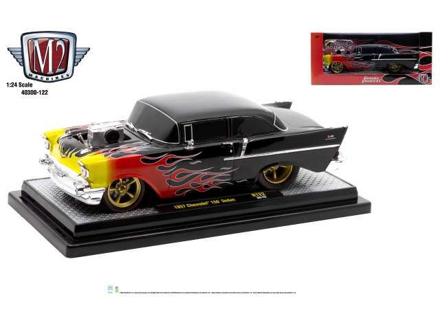 1:24 M2 Machines - 1957 Chevrolet 150 Sedan, black/red/yellow