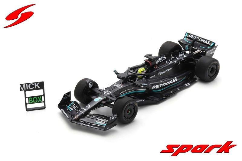 1:18 Spark - Mercedes-AMG Petronas F1 W14 E Performance No.47 Mercedes-AMG Petronas Formula One Team Spanish GP 2023 Tyre test Mick Schumacher With pit board 1:18 Spark - Mercedes-AMG Petronas F1 W14 E Performance No.47 Mercedes-AMG Petronas Formula One Team Spanish GP 2023 Tyre test Mick Schumacher With pit board