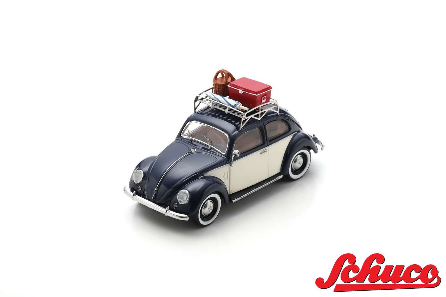 1:43 Schuco - VW Beetle "Summer Holidays" w. roof rack, camping gear