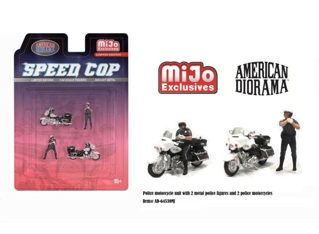 1:64 American Diorama - Speed Cop Police Motorcycles, Diecast Figure's