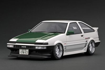 1:18 Ignition - Toyota Sprinter Trueno (AE86) 3 door TK-Street Early Version, *Work Meister CR01 wheels*, white/green