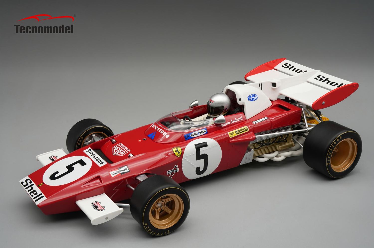 1:18 Tecnomodel - Ferrari 312 B2 F1 1971 Germany GP Driver: M.Andretti Car #5 with show case