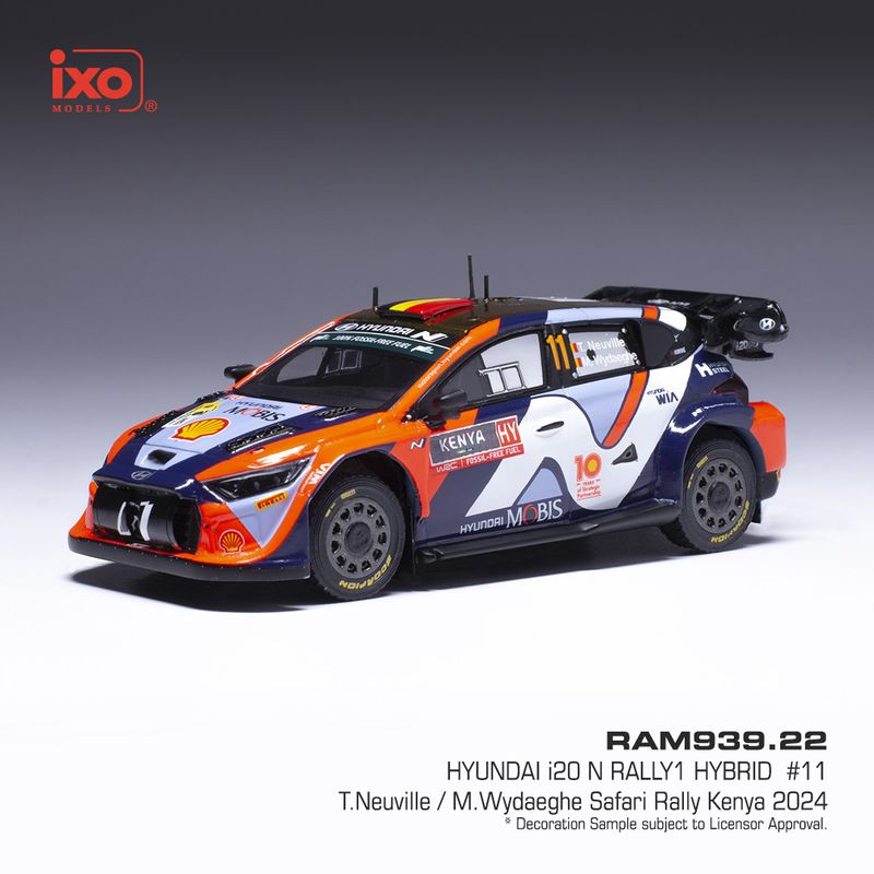 1:43 Ixo - 2024 Hyundai i20 N Rally1 Safari Rallye Kenia #11 T.Neuville M.Wydaeghe 1:43 Ixo - 2024 Hyundai i20 N Rally1 Safari Rallye Kenia #11 T.Neuville M.Wydaeghe