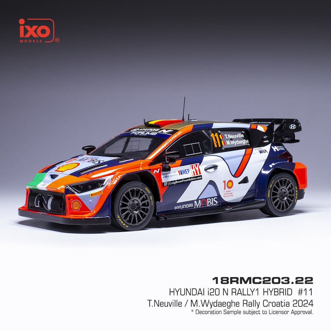 1:18 Ixo - 2024 Hyundai i20 N Rally1 Rally Croatia #11 T.Neuville M.Wydaeghe