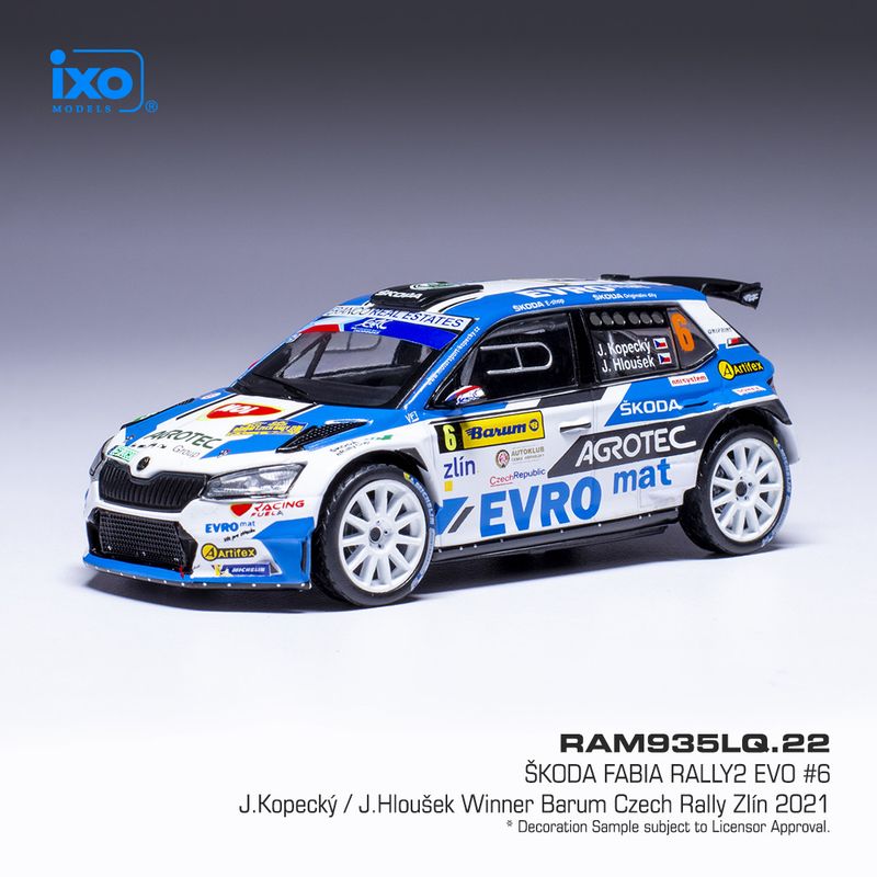 1:43 Ixo - 2021 Skoda Fabia Rally2 EVO #6 Barum Rally Zlin J.Kopecky J.Hlousek