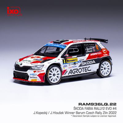 1:43 Ixo - 2021 Skoda Fabia Rally2 EVO #4 Barum Rally Zlin J.Kopecky J.Hlousek