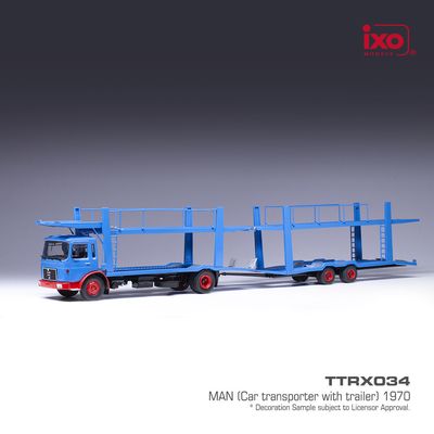 1:43 Ixo - 1970 MAN Autotransporter mit Anhänger Blau