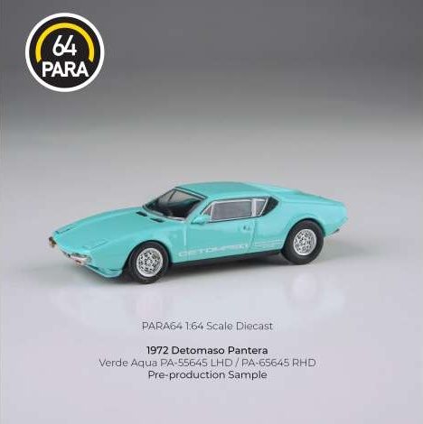 1:64 Para64 - 1974 De Tomaso Pantera Verde Aqua LHD 1:64 Para64 - 1974 De Tomaso Pantera Verde Aqua LHD