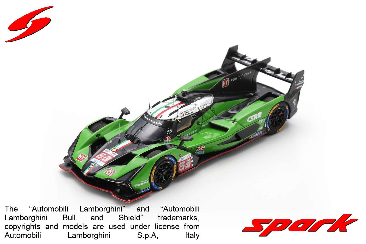 1:43 Spark - Lamborghini SC63 No.63 LAMBORGHINI IRON LYNX 10th Le Mans 24H 2024 M. Bortolotti - D. Kvyat - E. Mortara