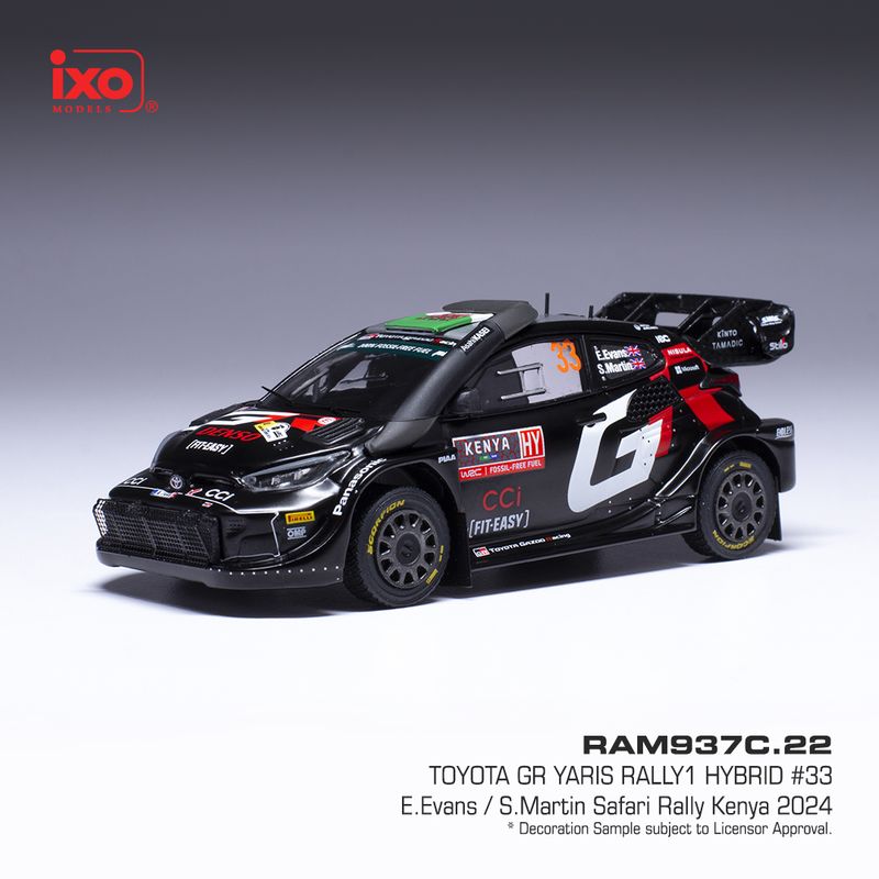 1:43 Ixo - 2024 Toyota Yaris Rally 1 WRC #33 Safari Rallye Kenia E.Evans S.Martin