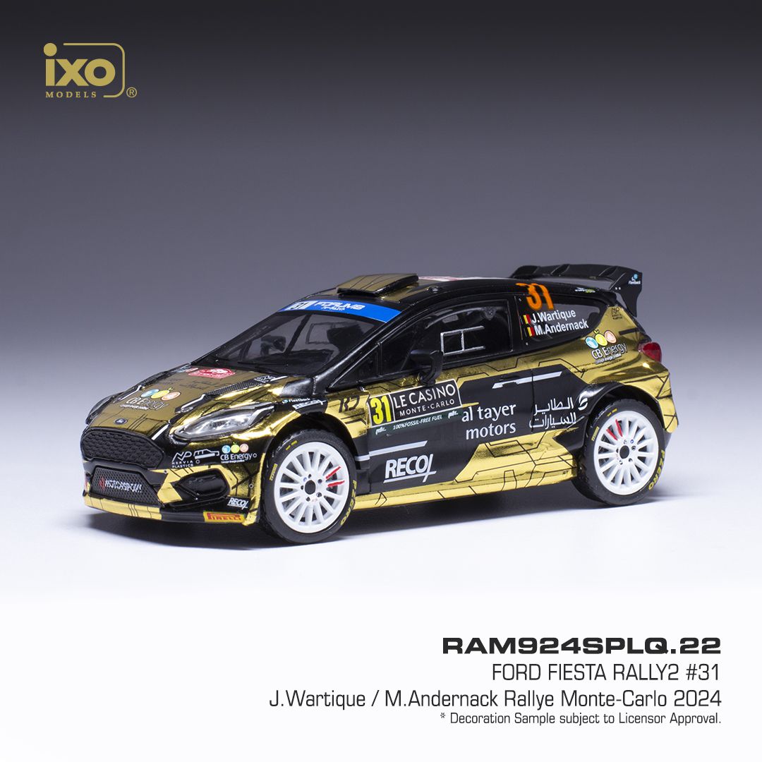 1:43 Ixo - 2024 Ford Fiesta Rally2 WRC #31 Rallye Monte Carlo J.Wartique M.Andrnak