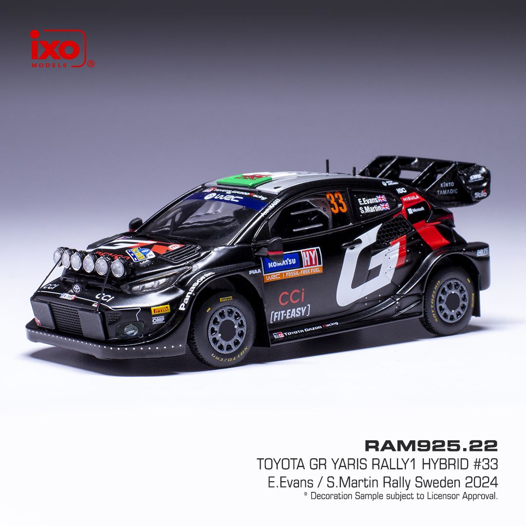 1:43 Ixo - Toyota Yaris Rally 1, No.33, WRC, Rallye Schweden, E.Evans/S.Martin, 2024