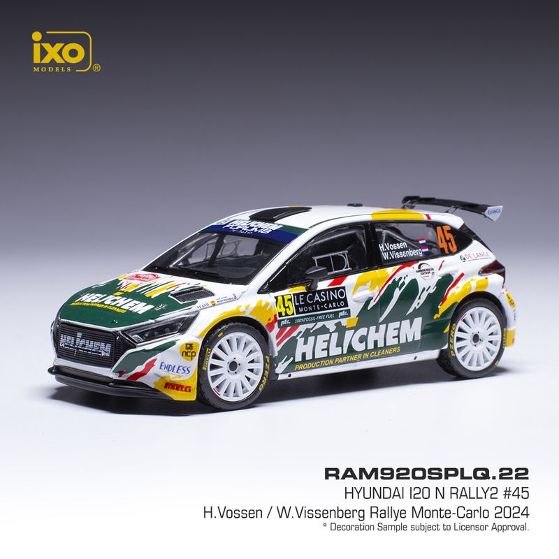 1:43 Ixo - Hyundai i20 N Rally2, No.45, WRC, Rallye Monte Carlo, H.Vossen/W.Vissenberg, 2024