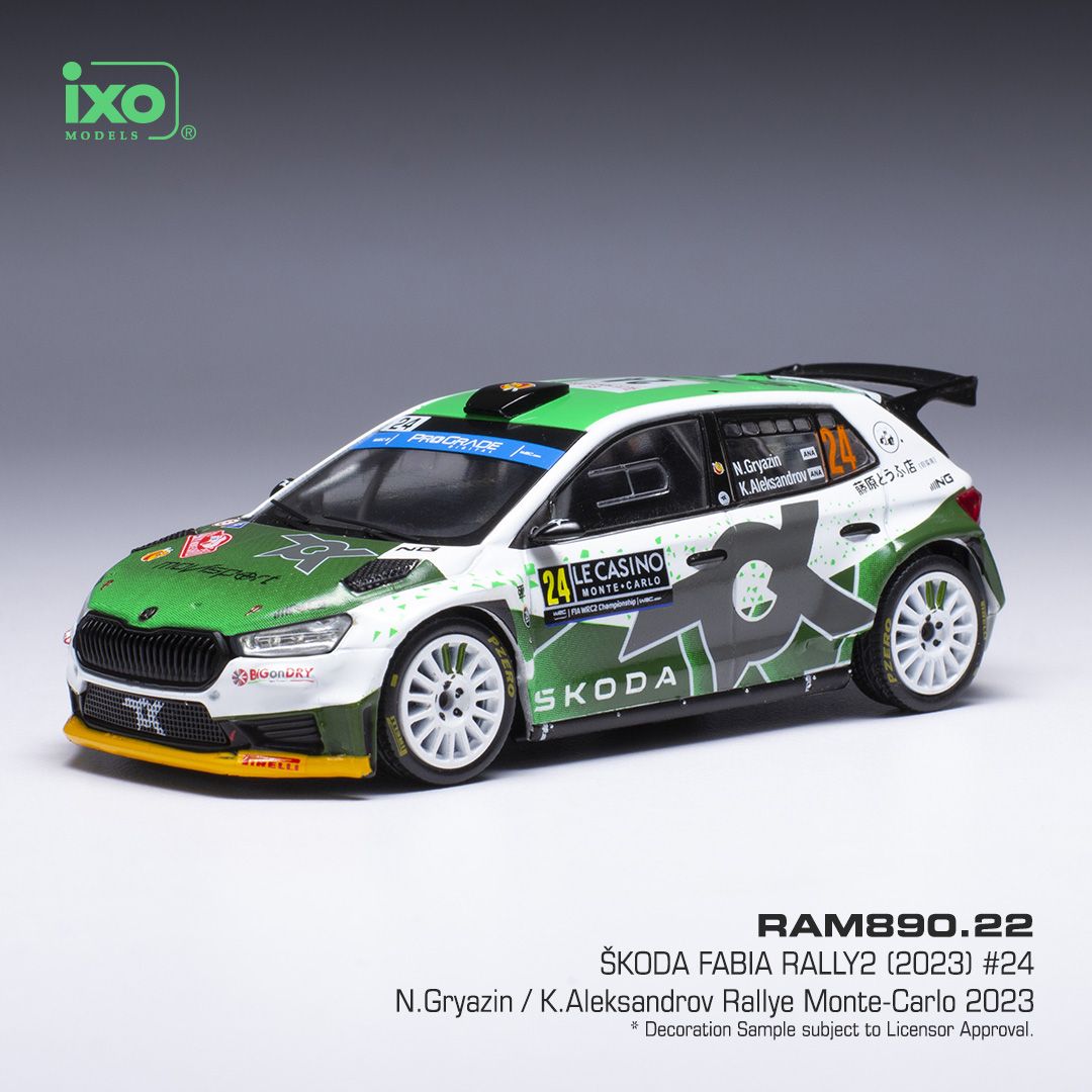 1:43 Ixo - Skoda Fabia, No.24, WRC2, Rally Monte Carlo , N.Gryazin/K.Aleksandrov, 2023