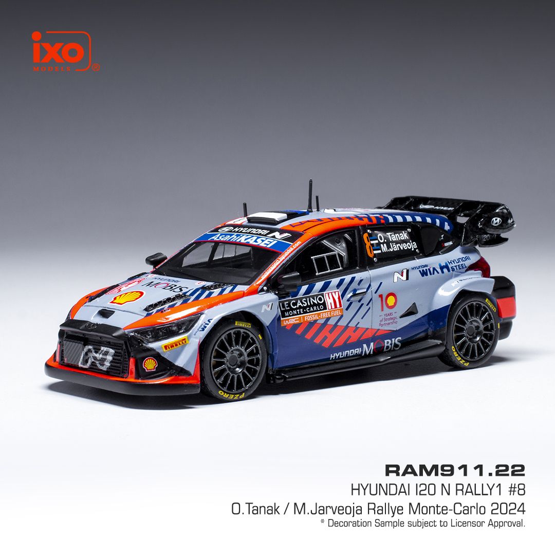 1:43 Ixo - Hyundai i20 N Rally1, No.8, WRC, Rallye Monte Carlo, O.Tanak/M.Jarveoja, 2024