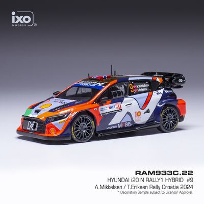 1:43 Ixo - 2024 Hyundai i20 N Rally1 WRC #9 Rally Croatia A.Mikkelsen T.Eriksen