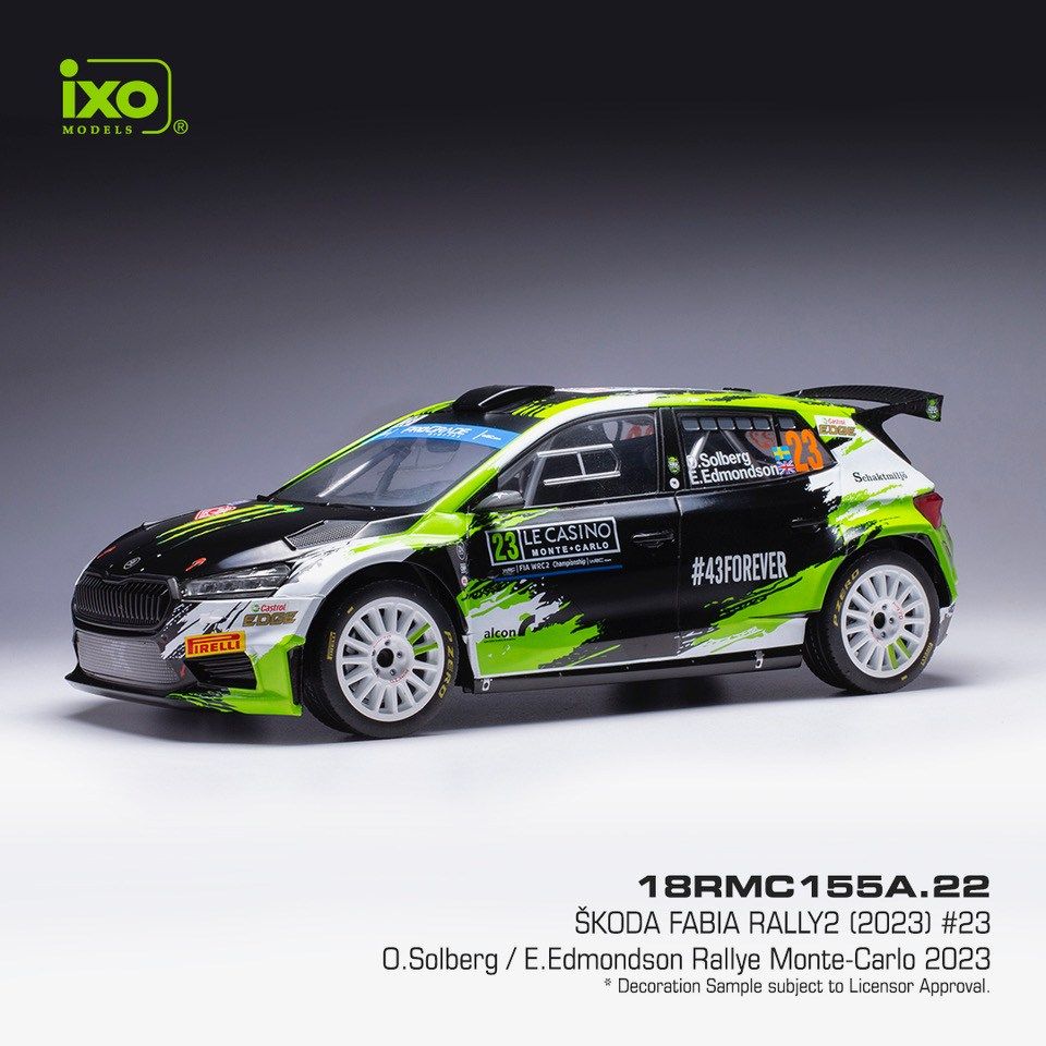 1:18 Ixo - Skoda Fabia Rally2, No.23, Rallye WM, Rally Monte Carlo , O.Solberg/E.Edmondson, 2023