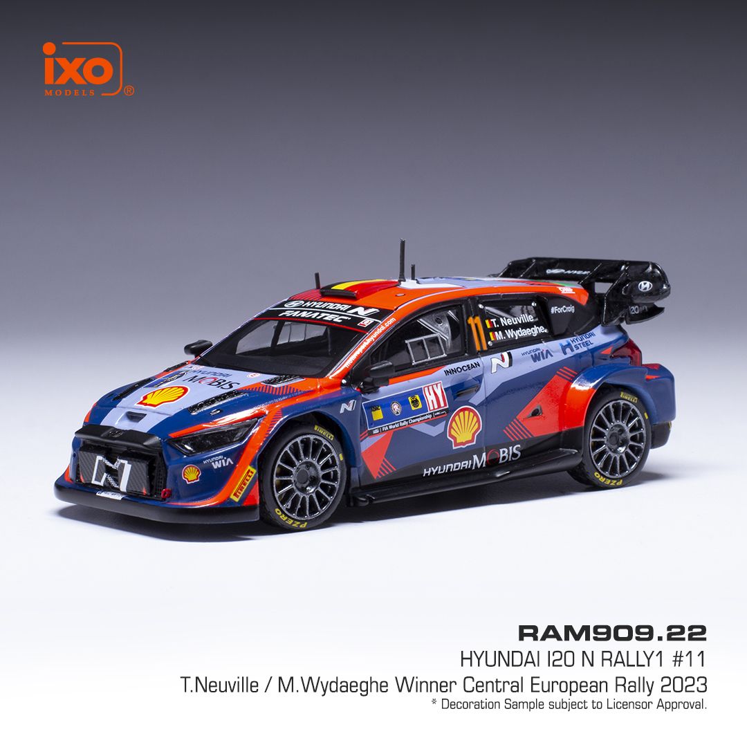 1:43 Ixo - Hyundai i20 N Rally1, No.11, WRC, Central European Rally, T.Neuville/M.Wydaeghe, 2023