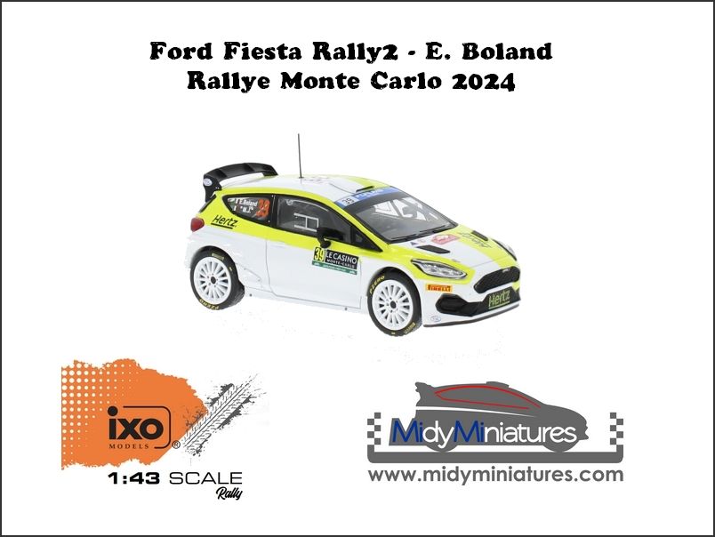 1:43 Ixo - Ford Fiesta Rally2, No.39, WRC, Rallye Monte Carlo, E.Boland/M. Joseph, 2024