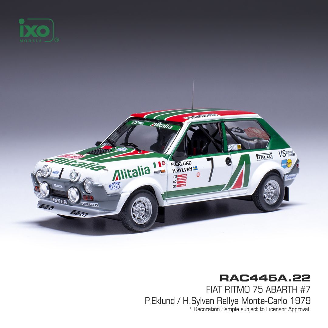 1:43 Ixo - 1979 Fiat Ritmo 75 Abarth #7 Rally Monte Carlo P.Eklund H.Sylvan