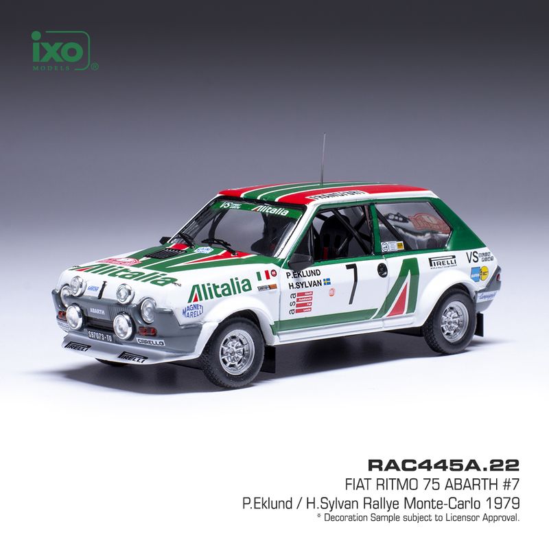 1:43 Ixo - 1979 Fiat Ritmo 75 Abarth #7 Rally Monte Carlo P.Eklund H.Sylvan 1:43 Ixo - 1979 Fiat Ritmo 75 Abarth #7 Rally Monte Carlo P.Eklund H.Sylvan