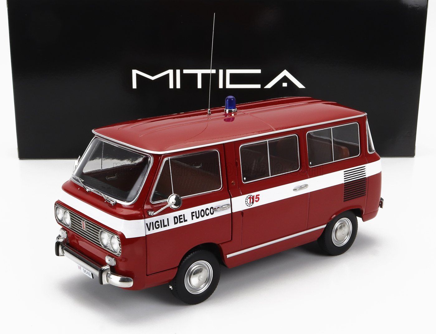 1:18 Mitica Diecast - 1970 Fiat 850 Familiare Vigili Del Fuoco